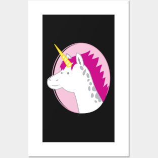 Spotty unicorn on a circle Posters and Art